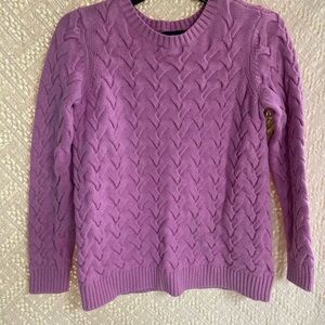 Lands' End Lavender Cable Knit Crewneck Sweater